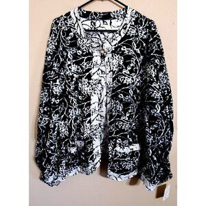 Frivolous by La Blend Women's 4X Reversible Blazer Quilted Black White Pockets